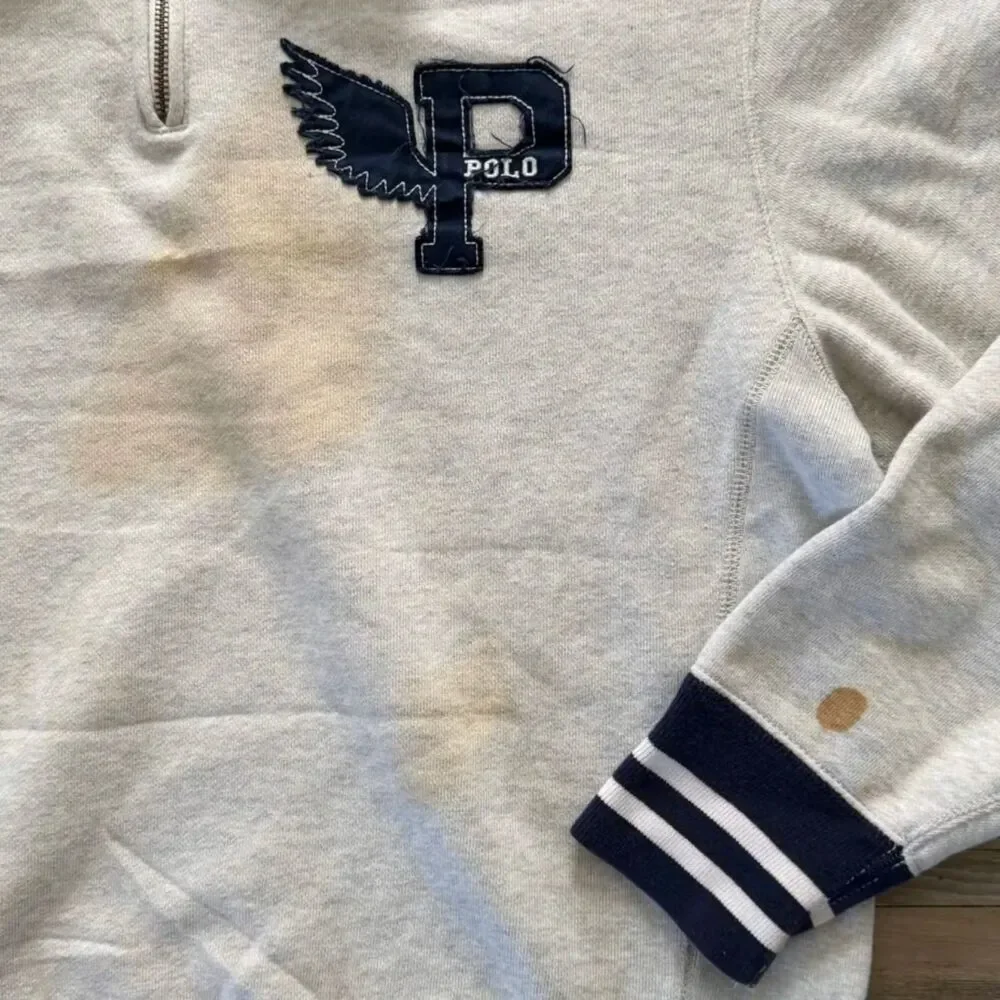 Vintage Polo Ralph Lauren PWING Stadium 1/4 Zip Sweater Size M
